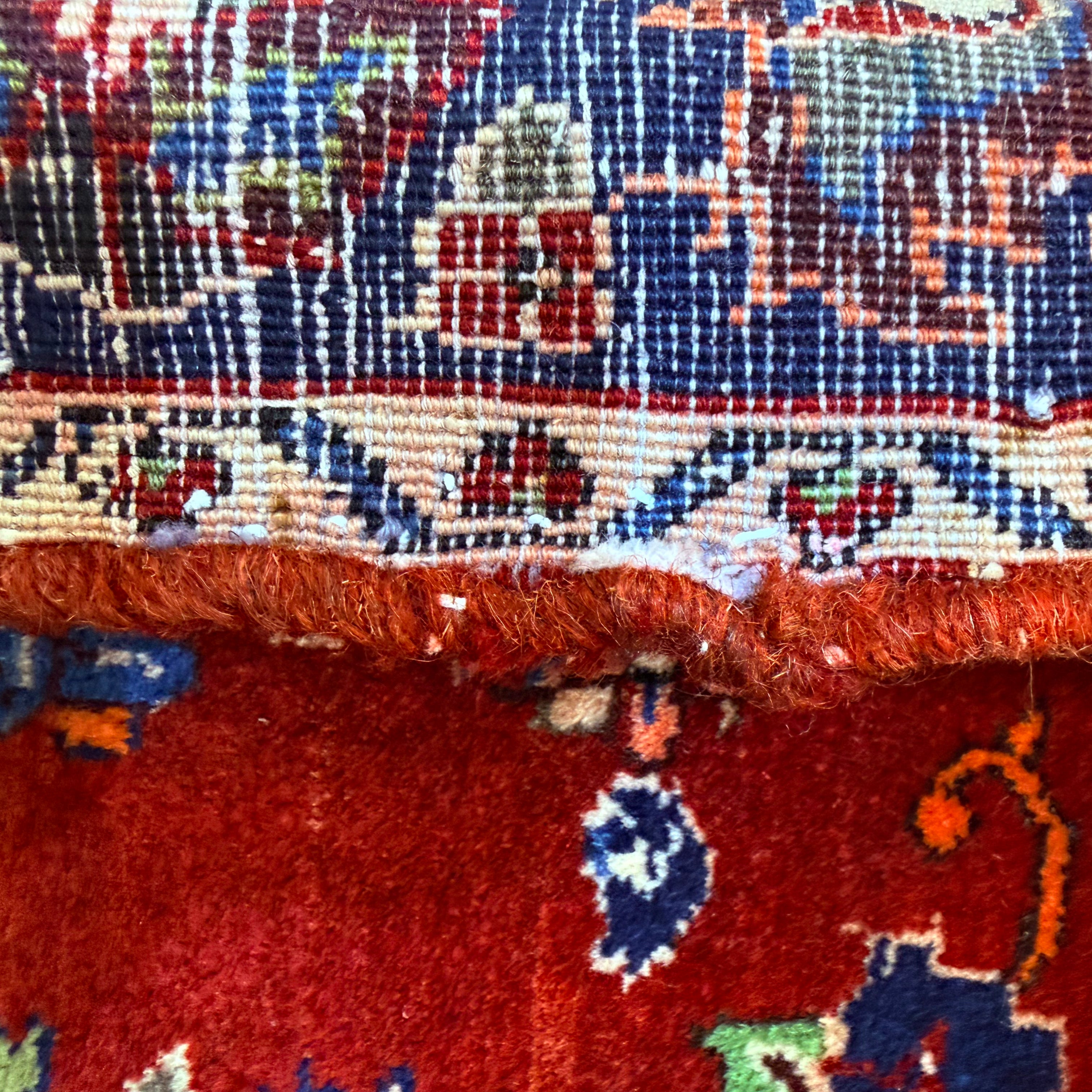Close-up of pattern rug, backside