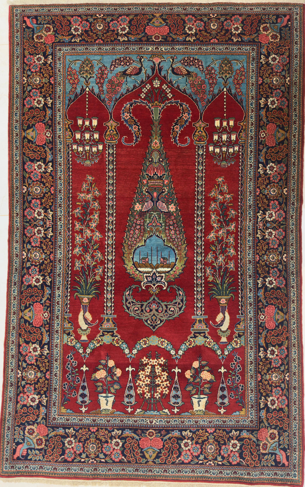 Decorative rug with intricate patterns and colors