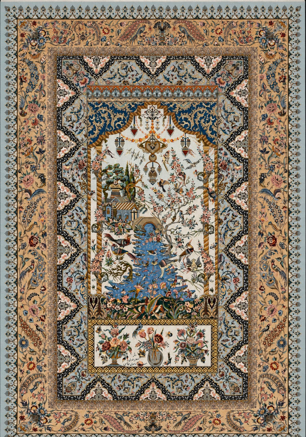 Decorative rug with intricate patterns and central design Gate of Heaven